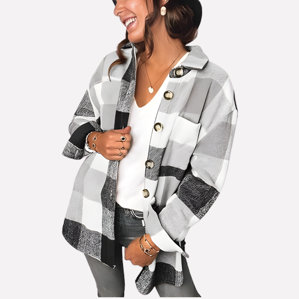 Veste-chemise à carreaux pour femme