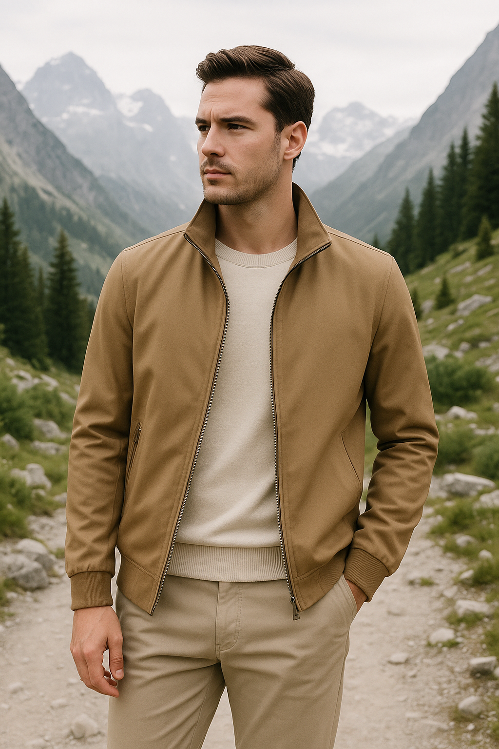 Veste coupe-vent pour homme au design minimaliste avec doublure douce
