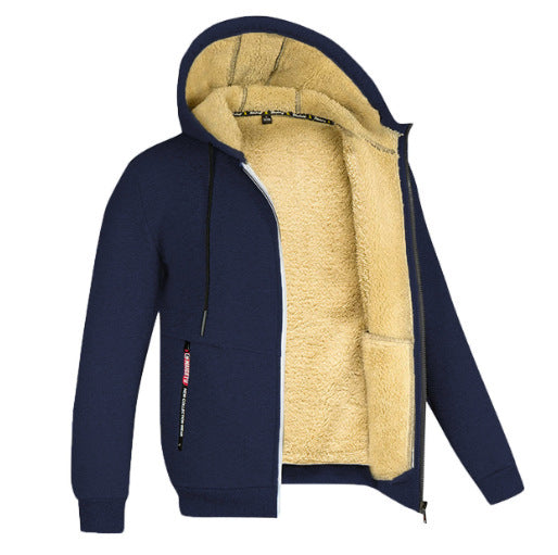 Veste d'hiver à capuche pour homme avec doublure en laine de mouton