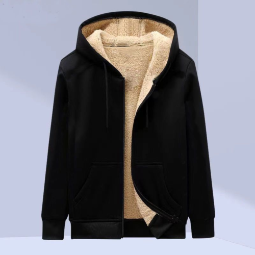 Veste d'hiver à capuche pour homme avec doublure en laine de mouton
