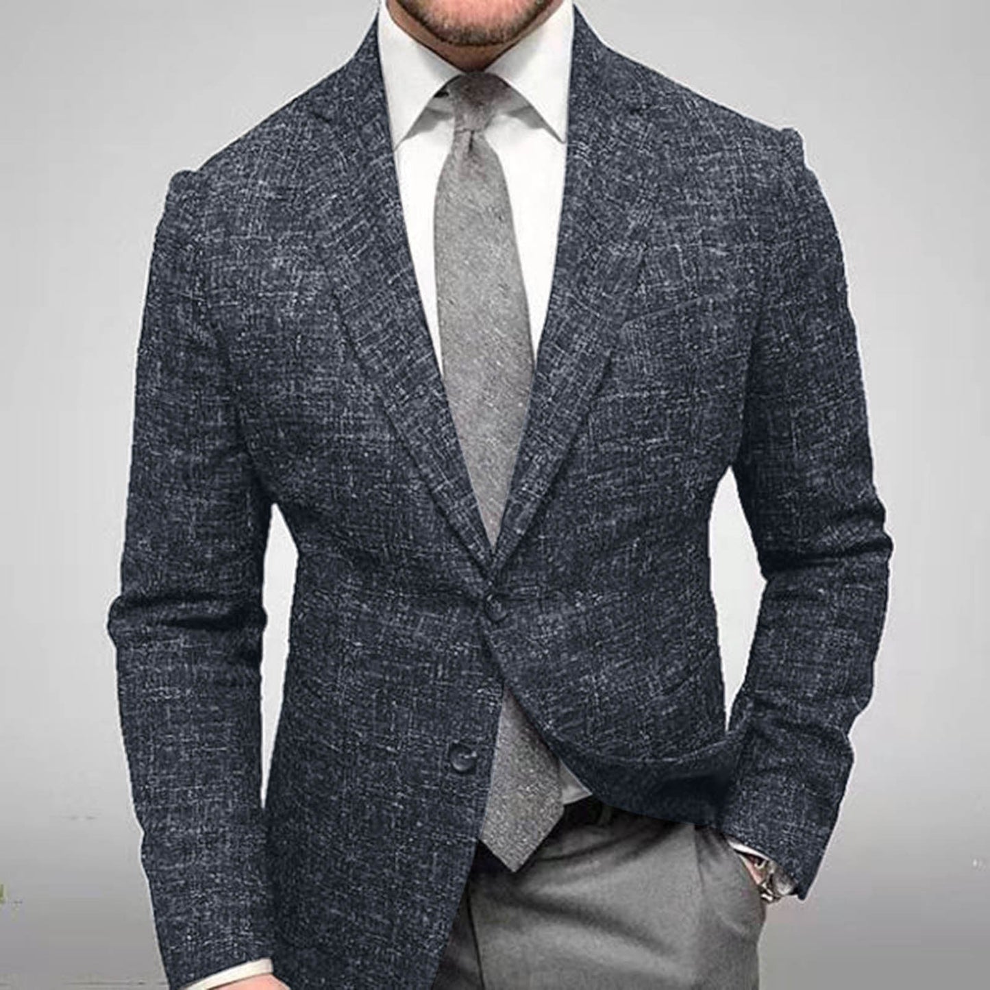 Veste de costume blazer à carreaux pour homme avec col à revers crantés