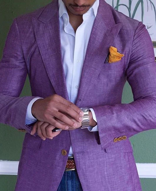 Veste de costume blazer à carreaux pour homme avec col à revers crantés