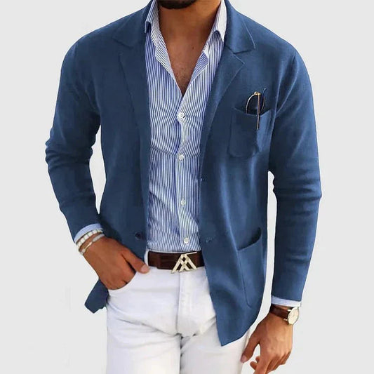 Veste de costume décontractée en maille pour homme