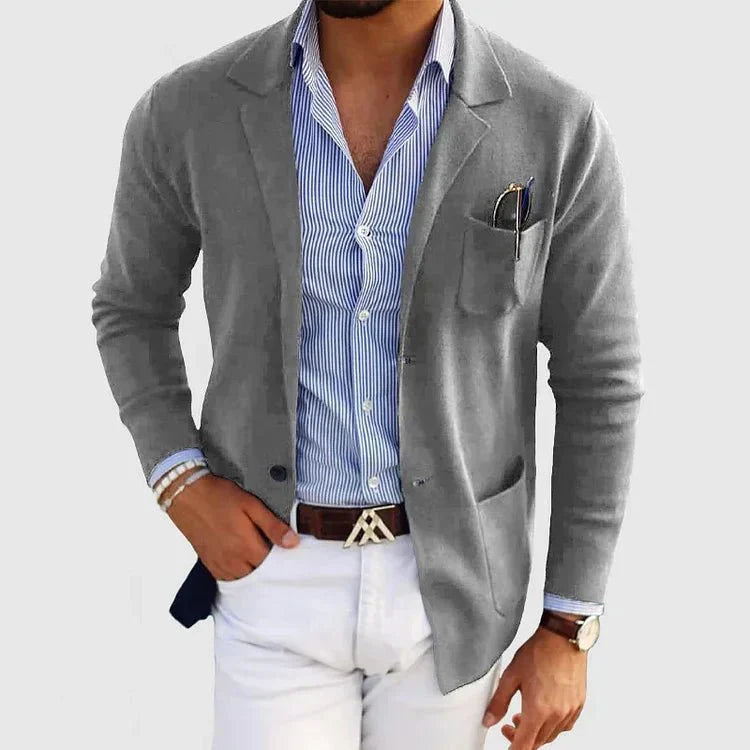 Veste de costume décontractée en maille pour homme