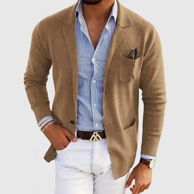 Veste de costume décontractée en maille pour homme