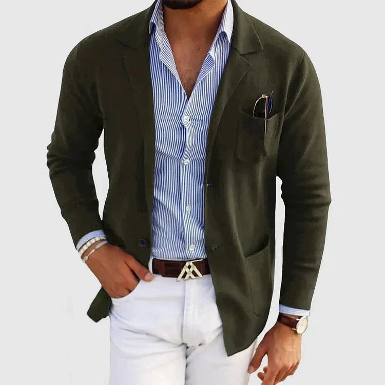 Veste de costume décontractée en maille pour homme