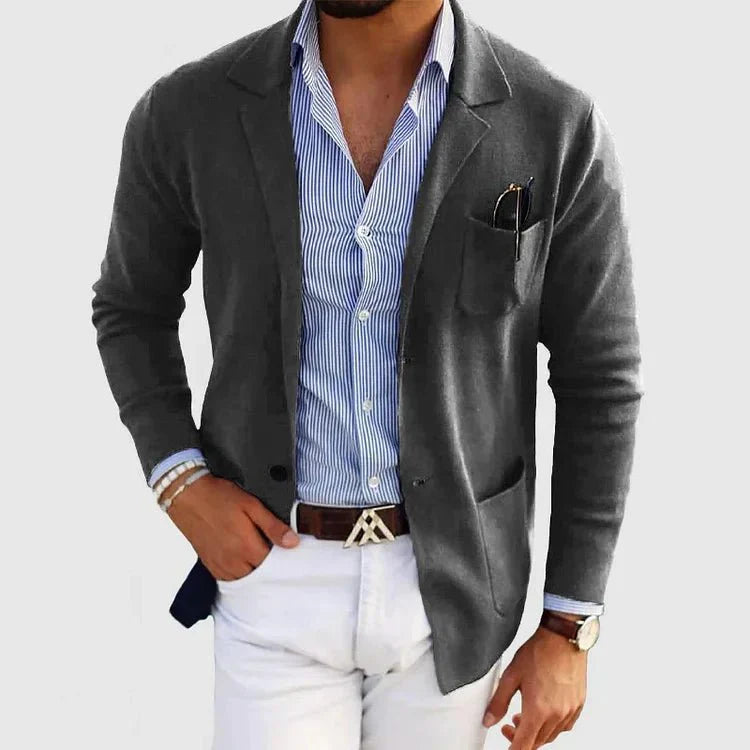 Veste de costume décontractée en maille pour homme