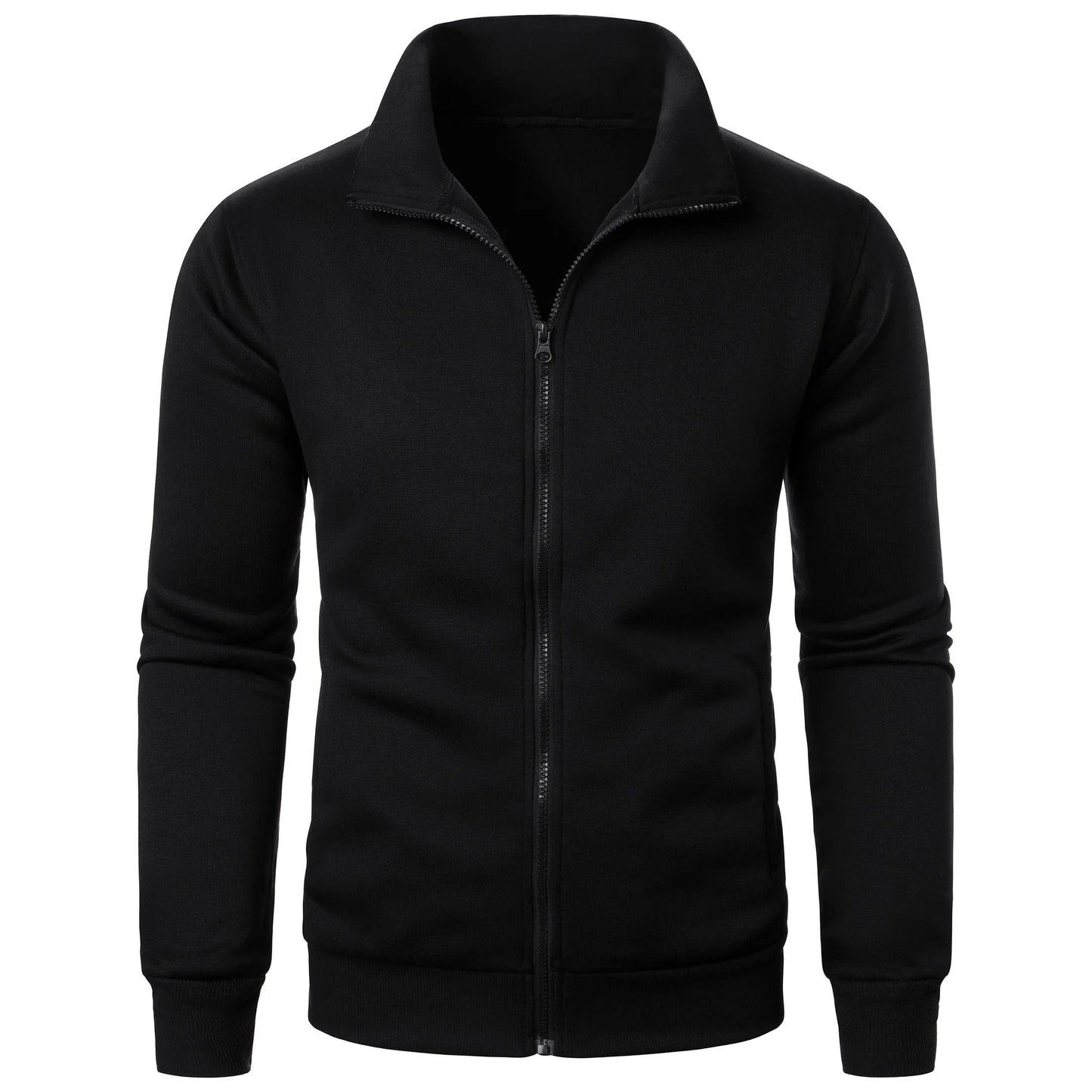 Veste décontractée pour homme avec col montant et fermeture éclair