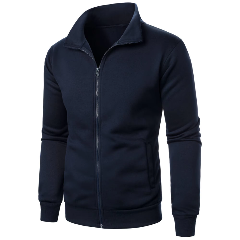 Veste décontractée pour homme avec col montant et fermeture éclair