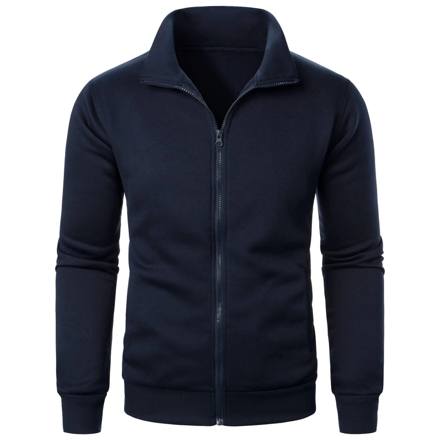 Veste décontractée pour homme avec col montant et fermeture éclair