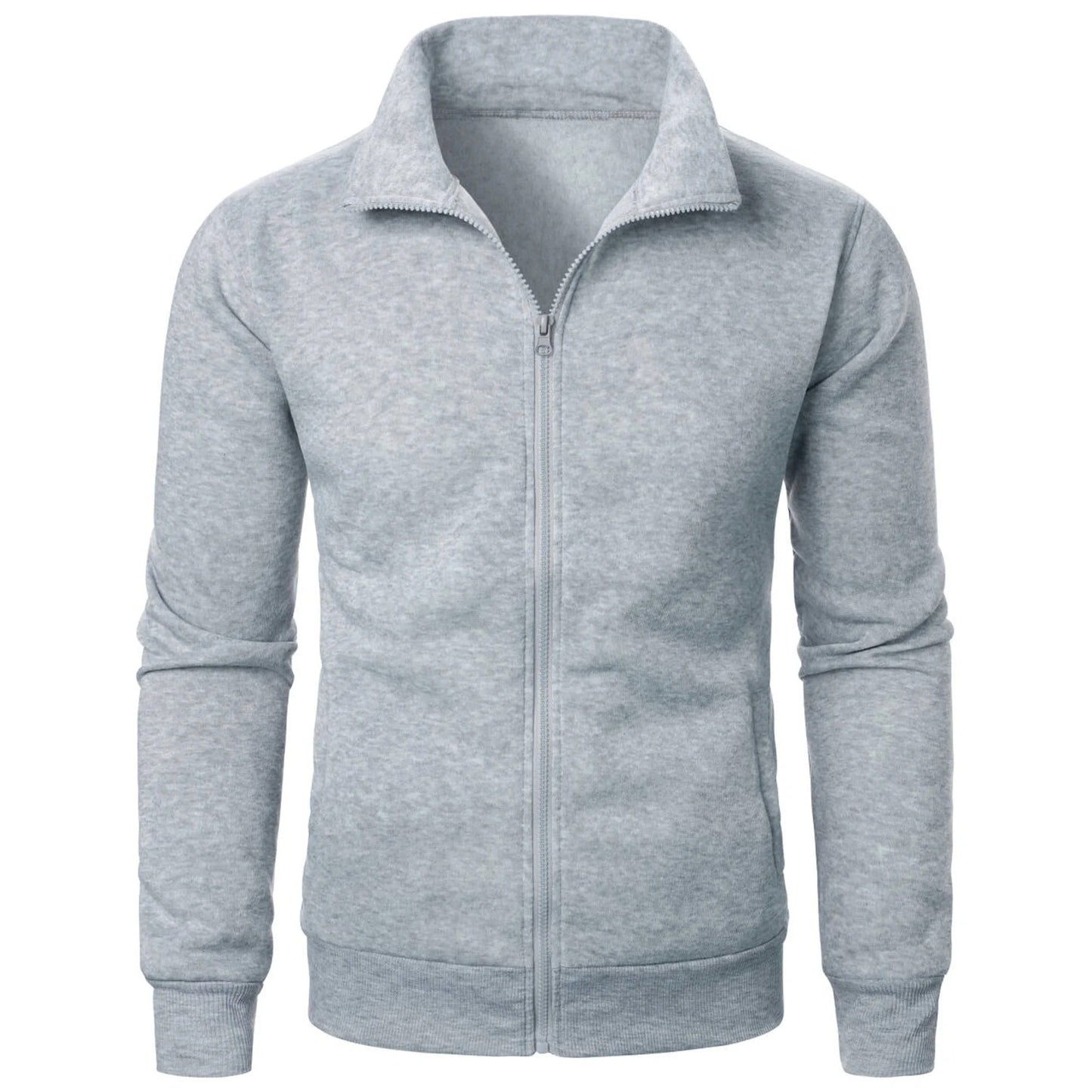 Veste décontractée pour homme avec col montant et fermeture éclair