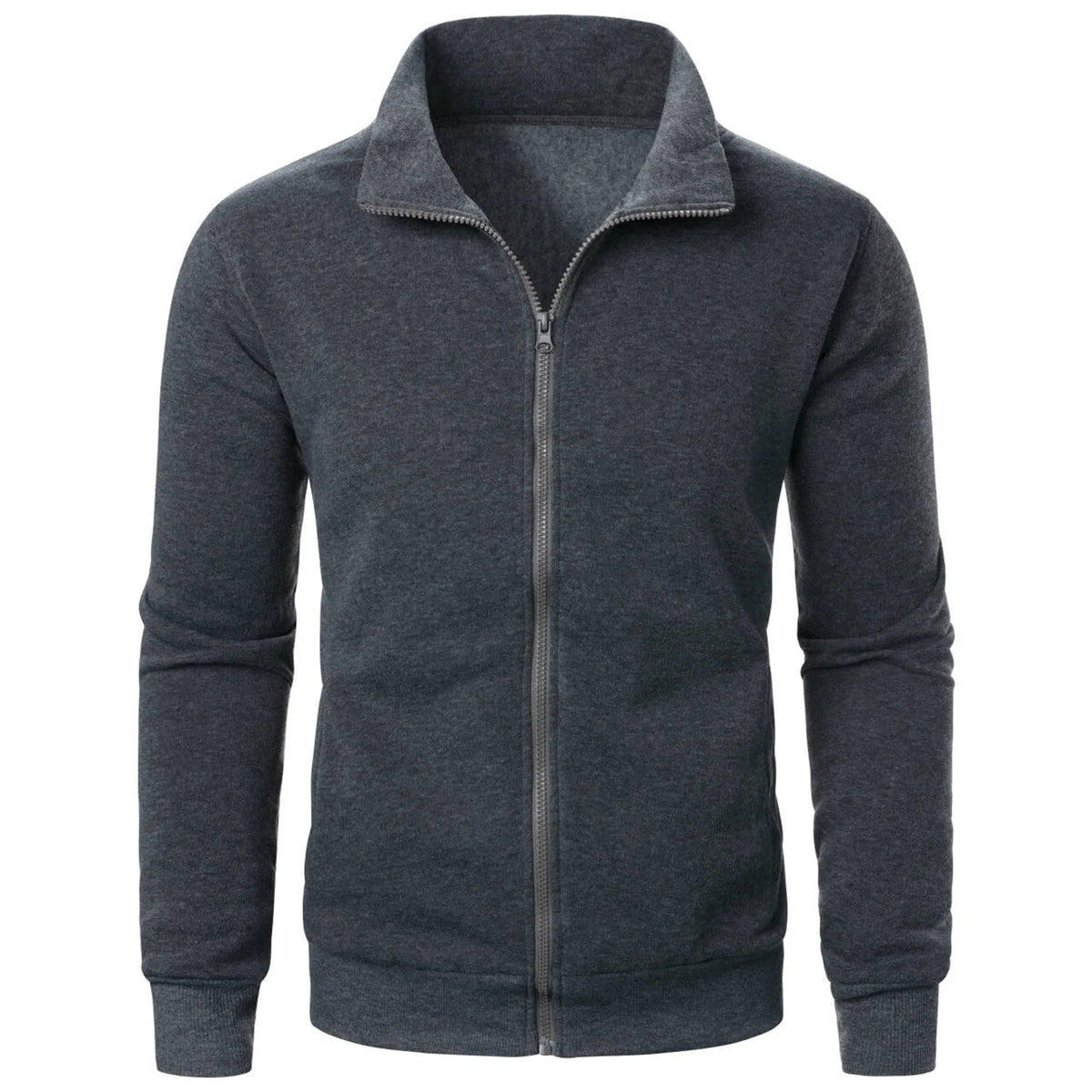 Veste décontractée pour homme avec col montant et fermeture éclair
