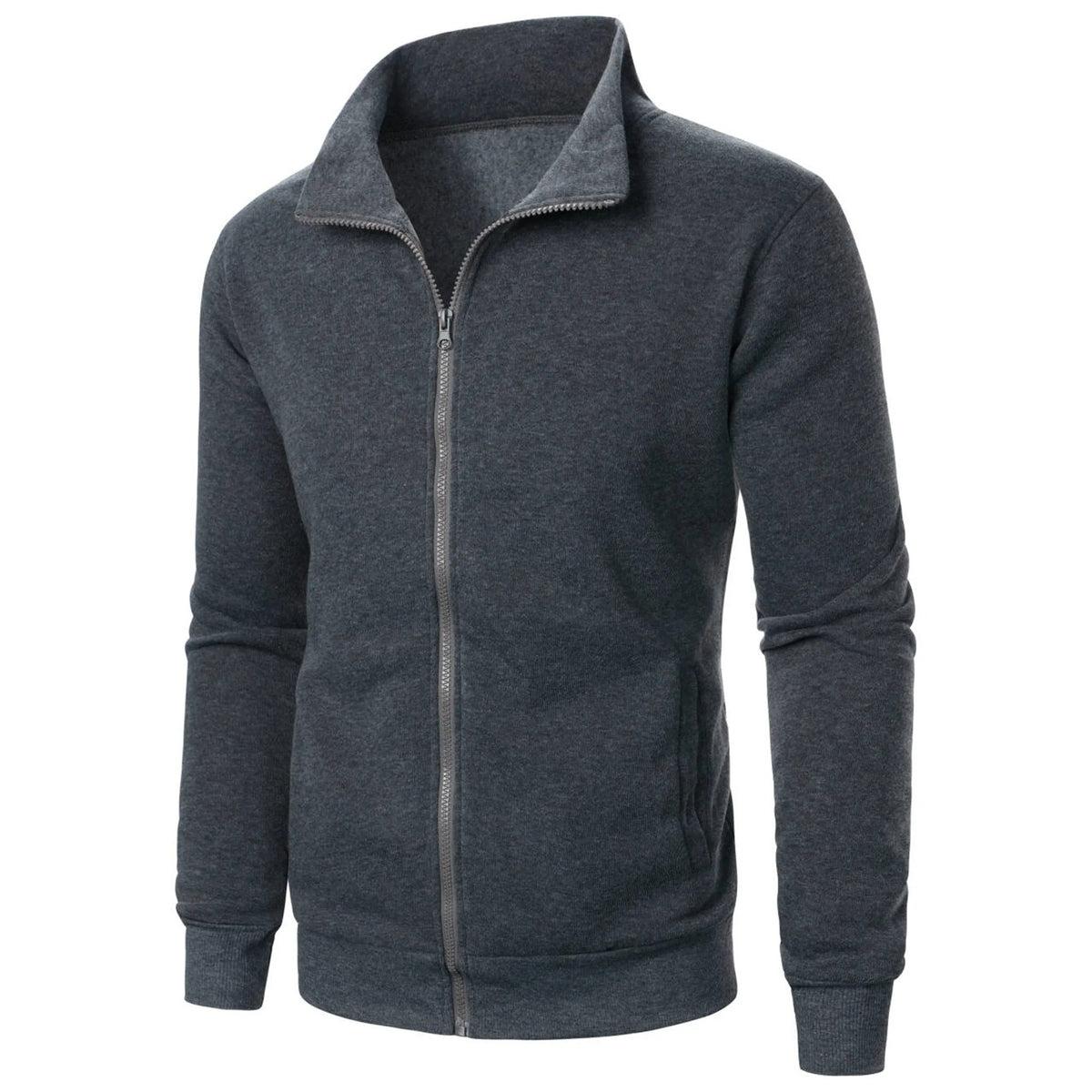 Veste décontractée pour homme avec col montant et fermeture éclair