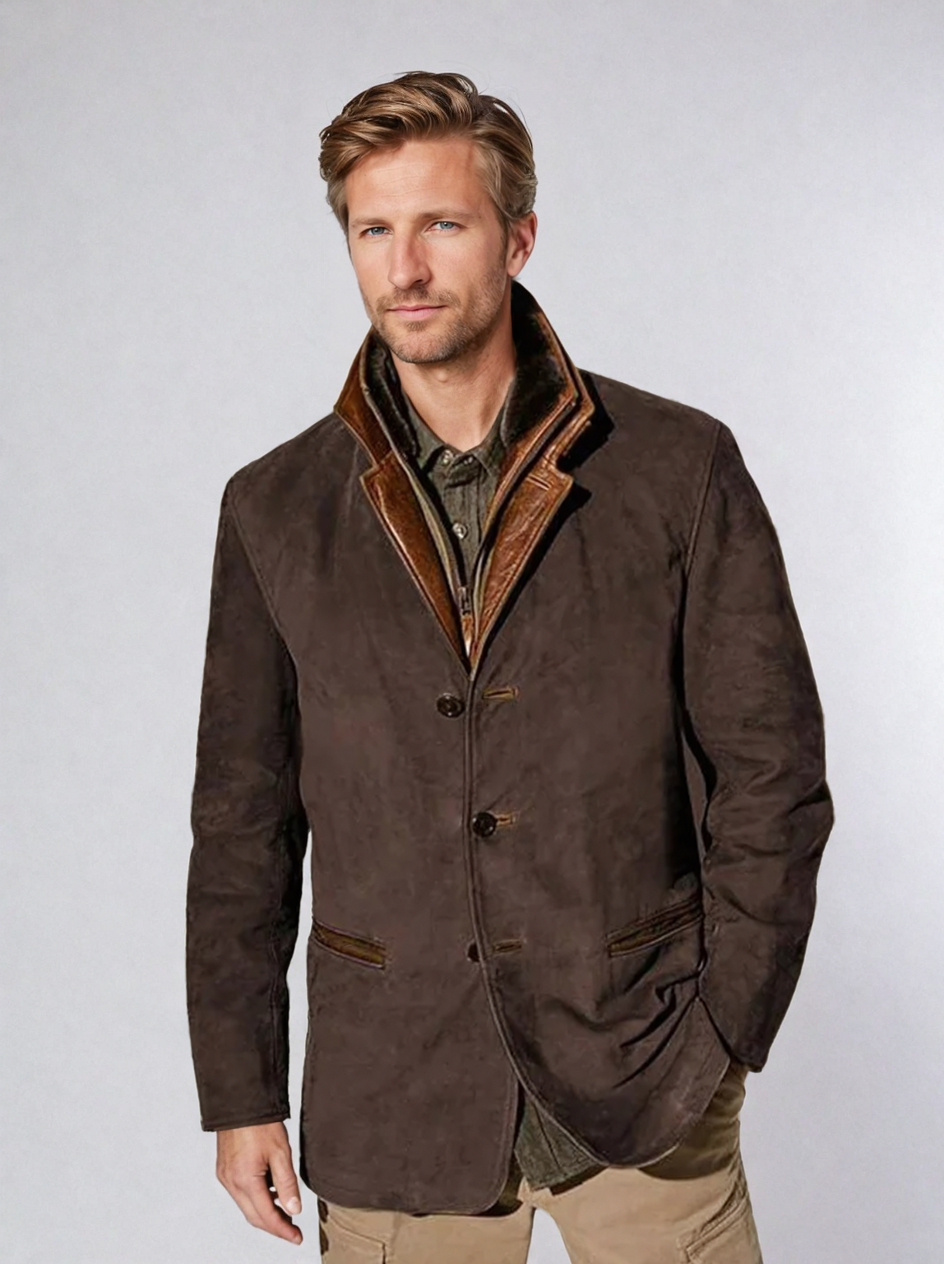 Veste en cuir de cerf style vintage pour homme – Élégance classique et confort moderne