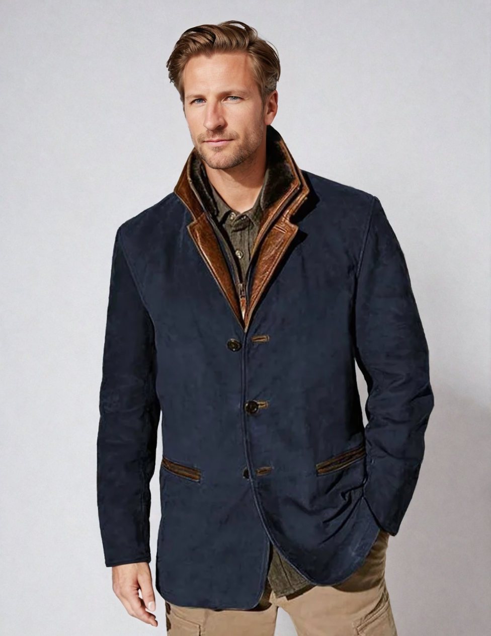 Veste en cuir de cerf style vintage pour homme – Élégance classique et confort moderne