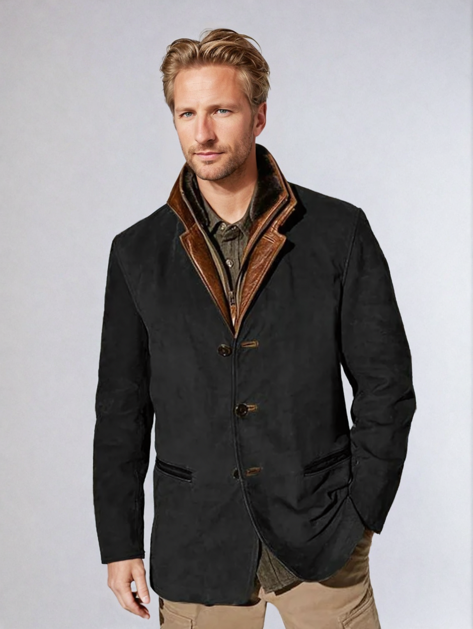 Veste en cuir de cerf style vintage pour homme – Élégance classique et confort moderne