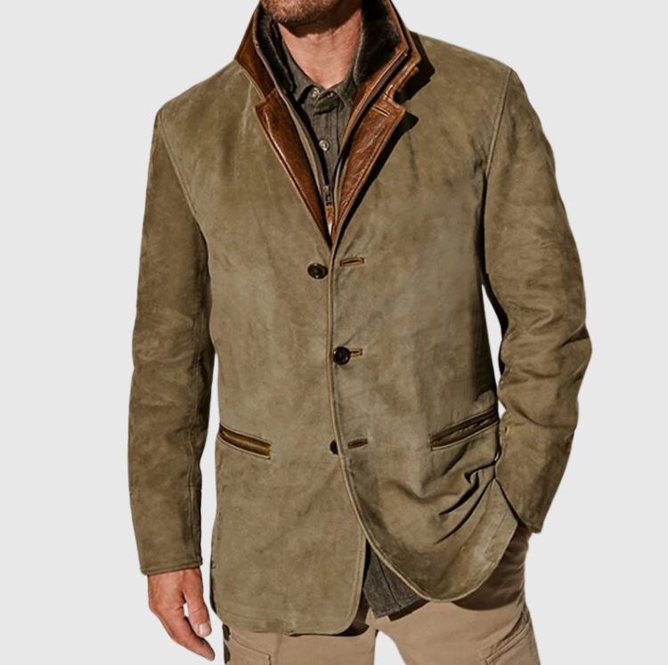 Veste en cuir de cerf style vintage pour homme – Élégance classique et confort moderne