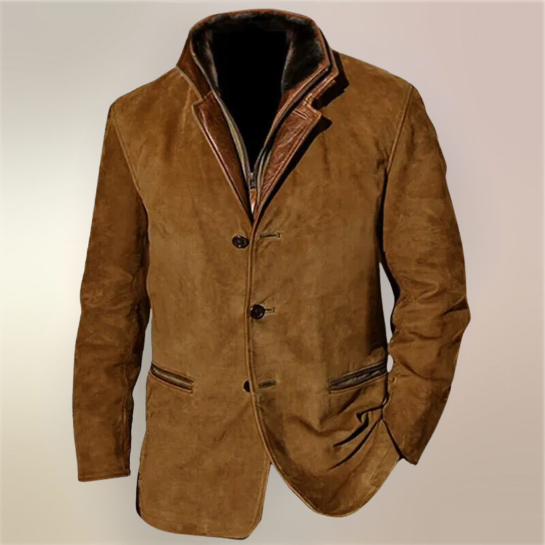 Veste en cuir de cerf style vintage pour homme – Élégance classique et confort moderne