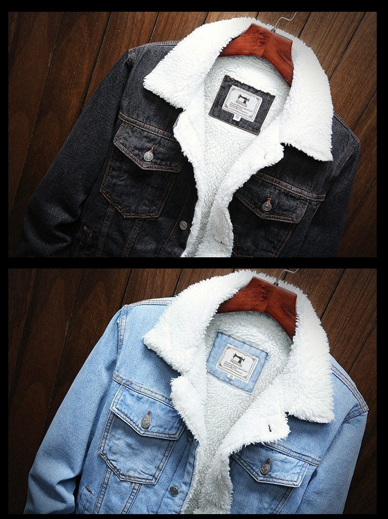 Veste en jean rétro doublée polaire