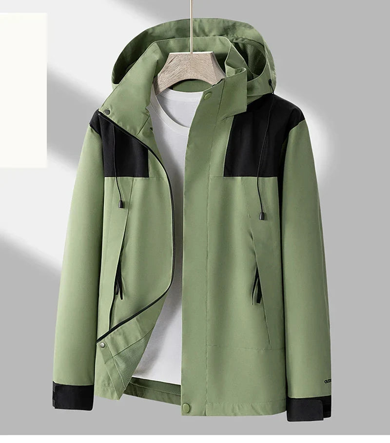 Veste hardshell imperméable et coupe-vent unisexe avec capuche amovible