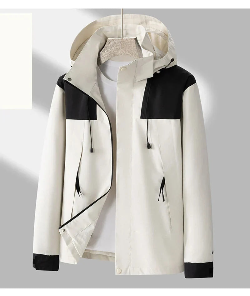 Veste hardshell imperméable et coupe-vent unisexe avec capuche amovible