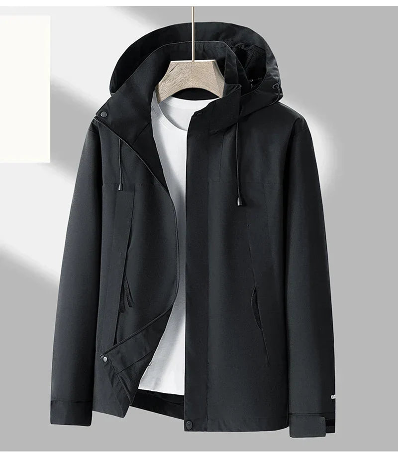 Veste hardshell imperméable et coupe-vent unisexe avec capuche amovible