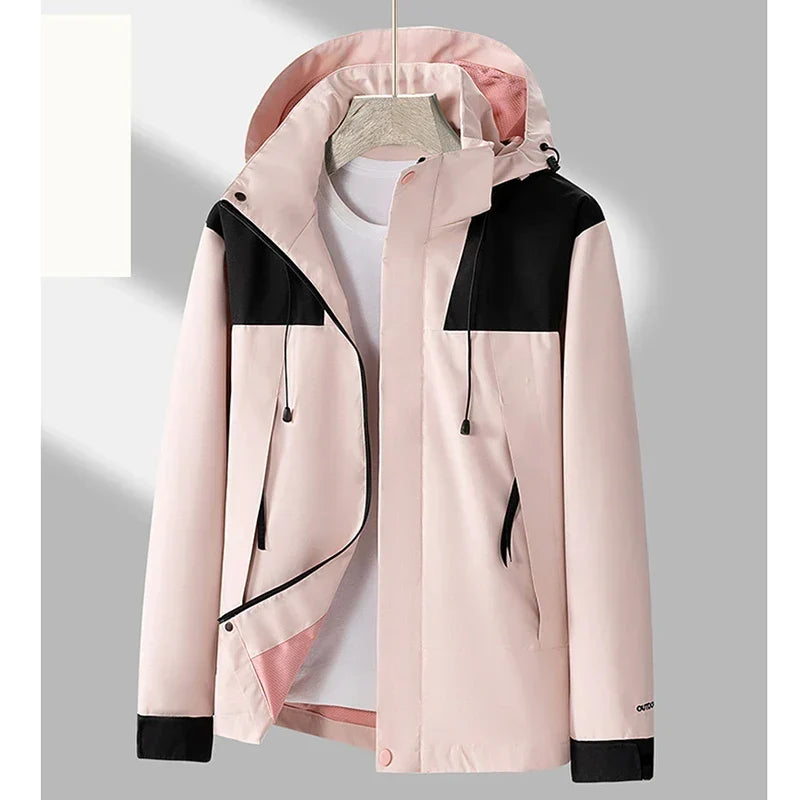 Veste hardshell imperméable et coupe-vent unisexe avec capuche amovible