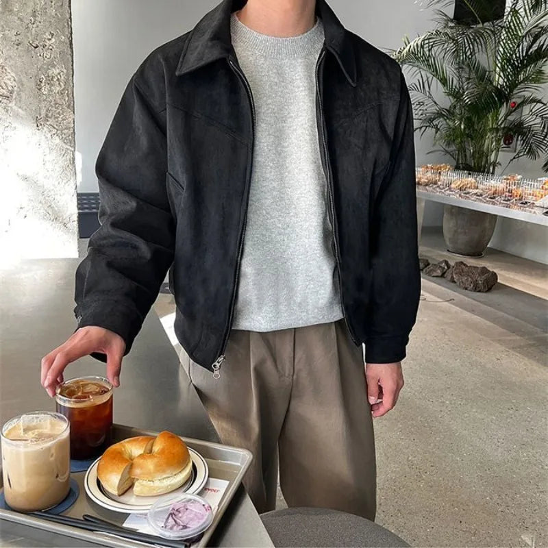 Veste homme avec fermeture éclair, manches longues et col