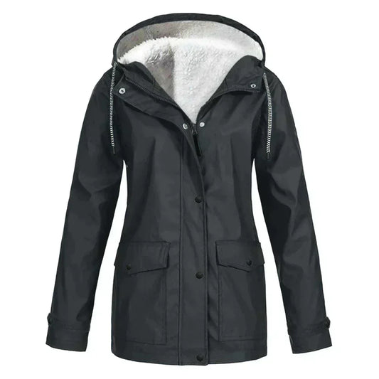 Veste imperméable coupe évasée à capuche pour femme