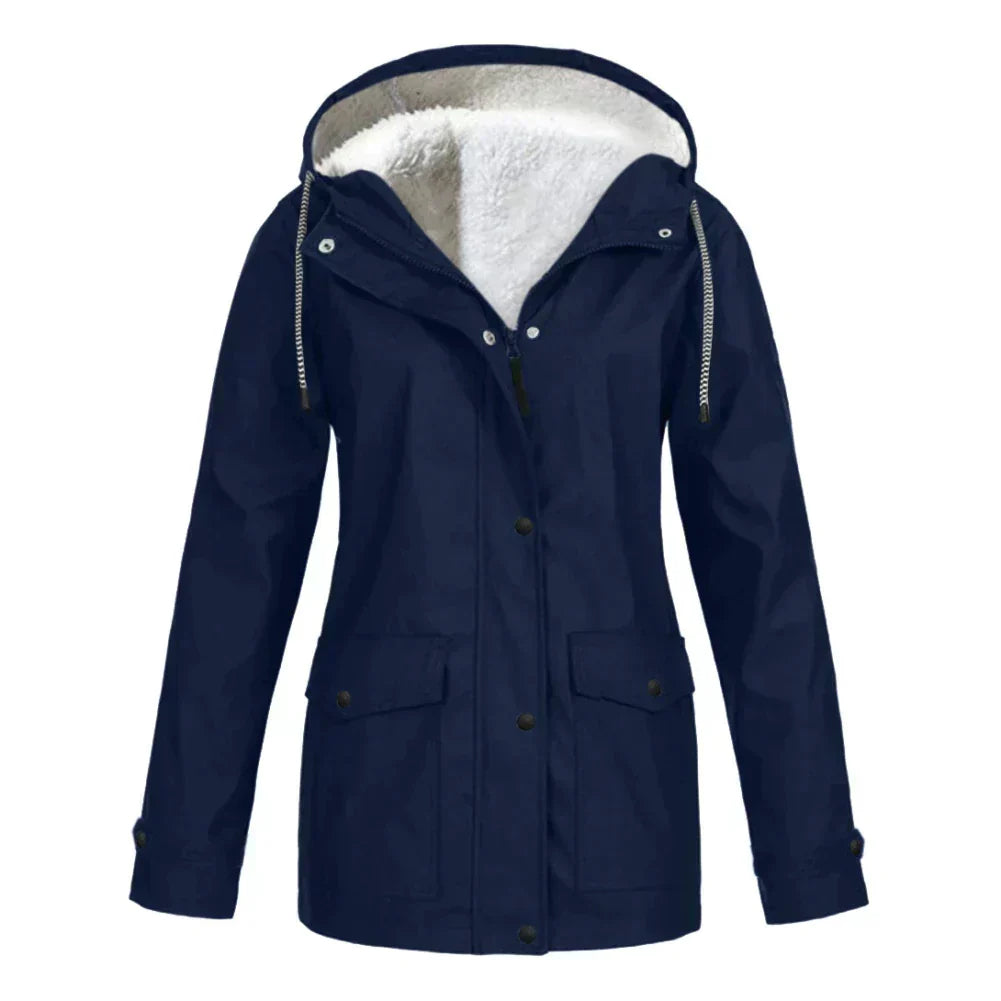 Veste imperméable coupe évasée à capuche pour femme
