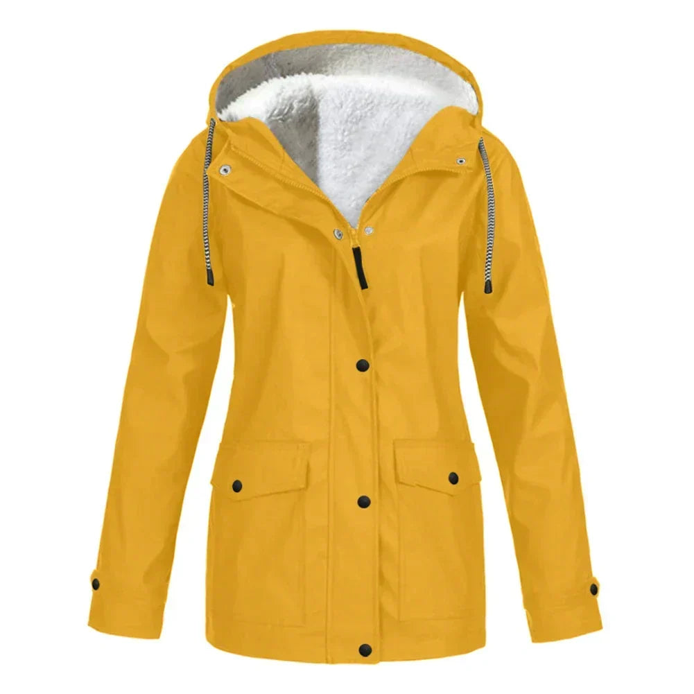 Veste imperméable coupe évasée à capuche pour femme