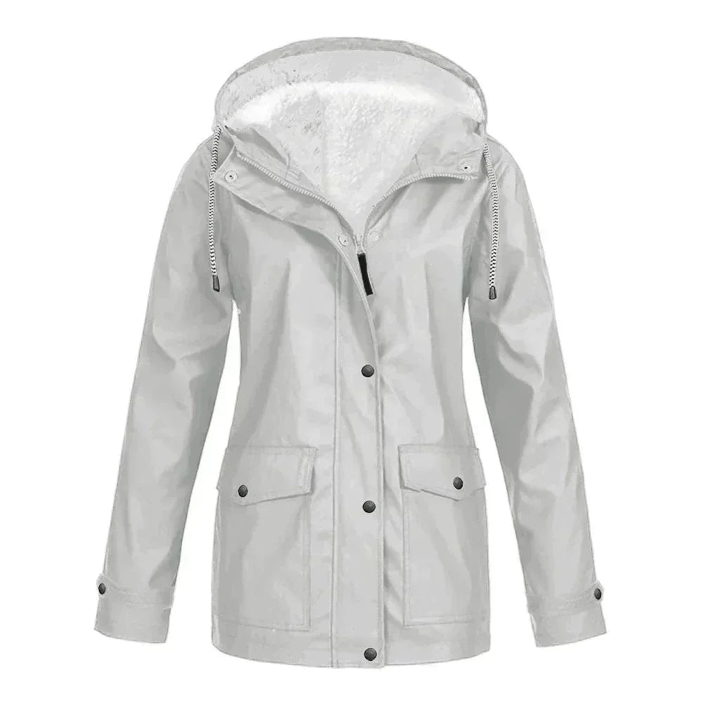 Veste imperméable coupe évasée à capuche pour femme