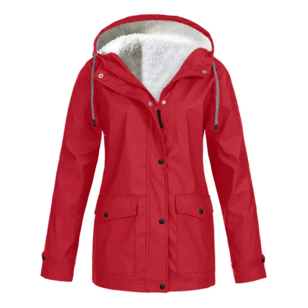 Veste imperméable coupe évasée à capuche pour femme
