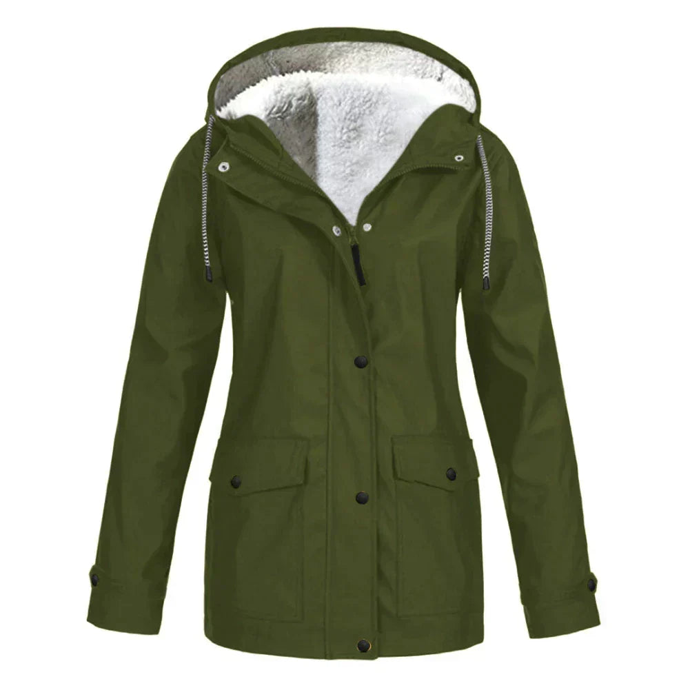 Veste imperméable coupe évasée à capuche pour femme