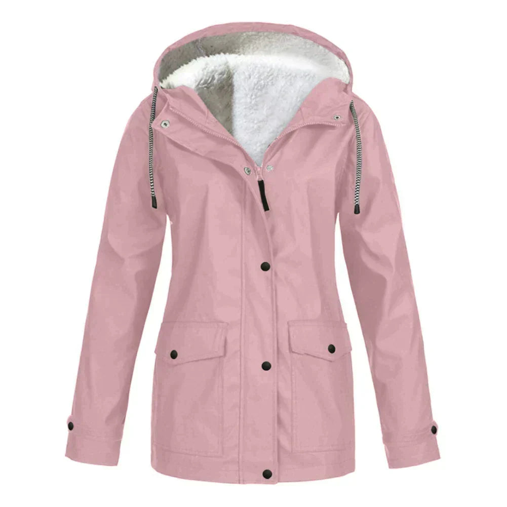 Veste imperméable coupe évasée à capuche pour femme