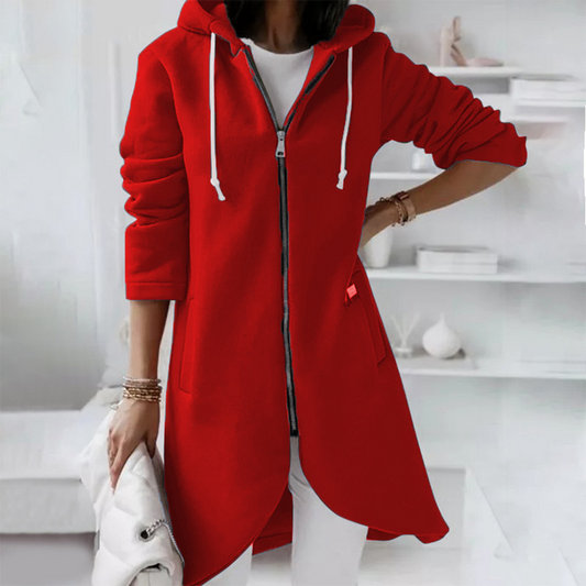 Veste longue à capuche pour femme