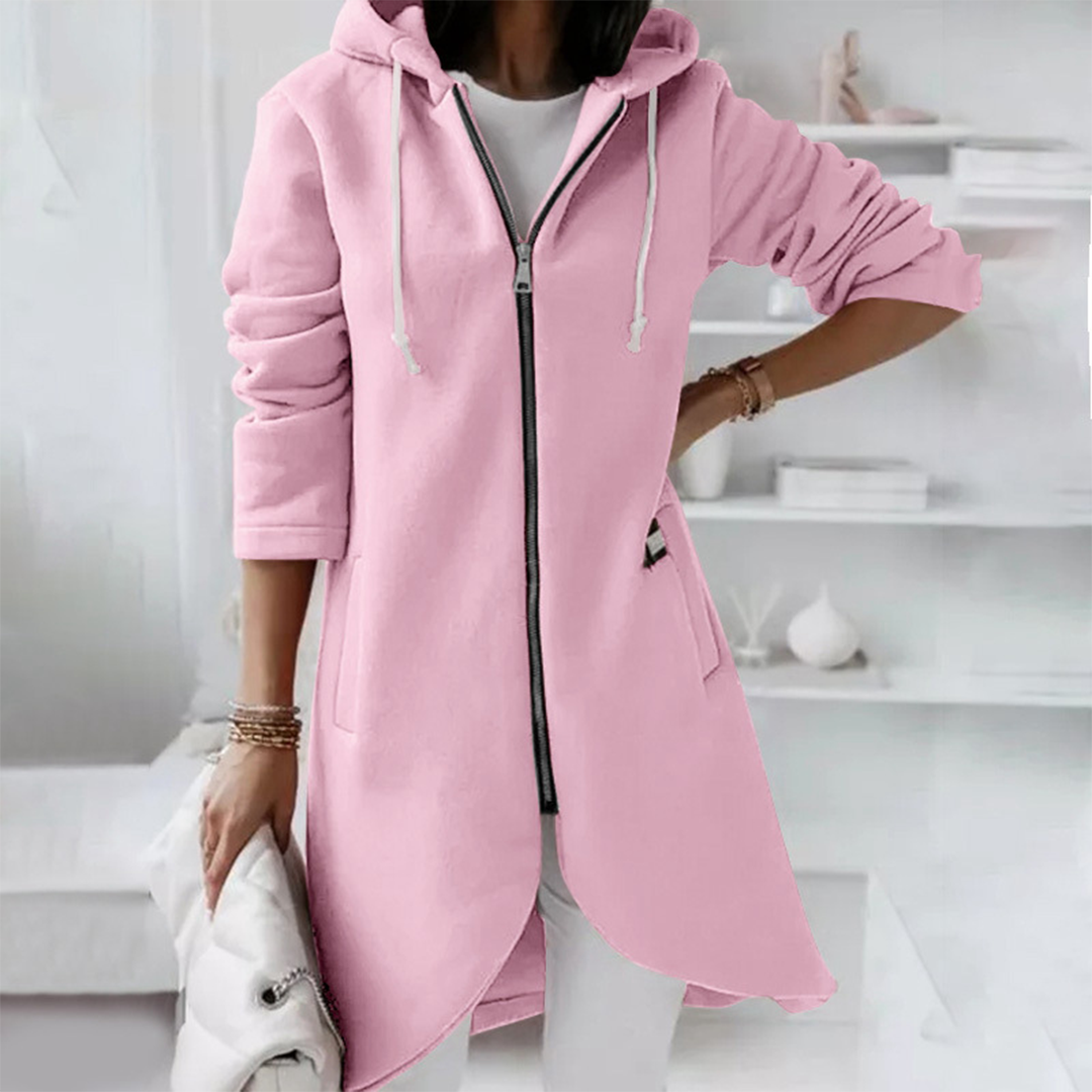 Veste longue à capuche pour femme