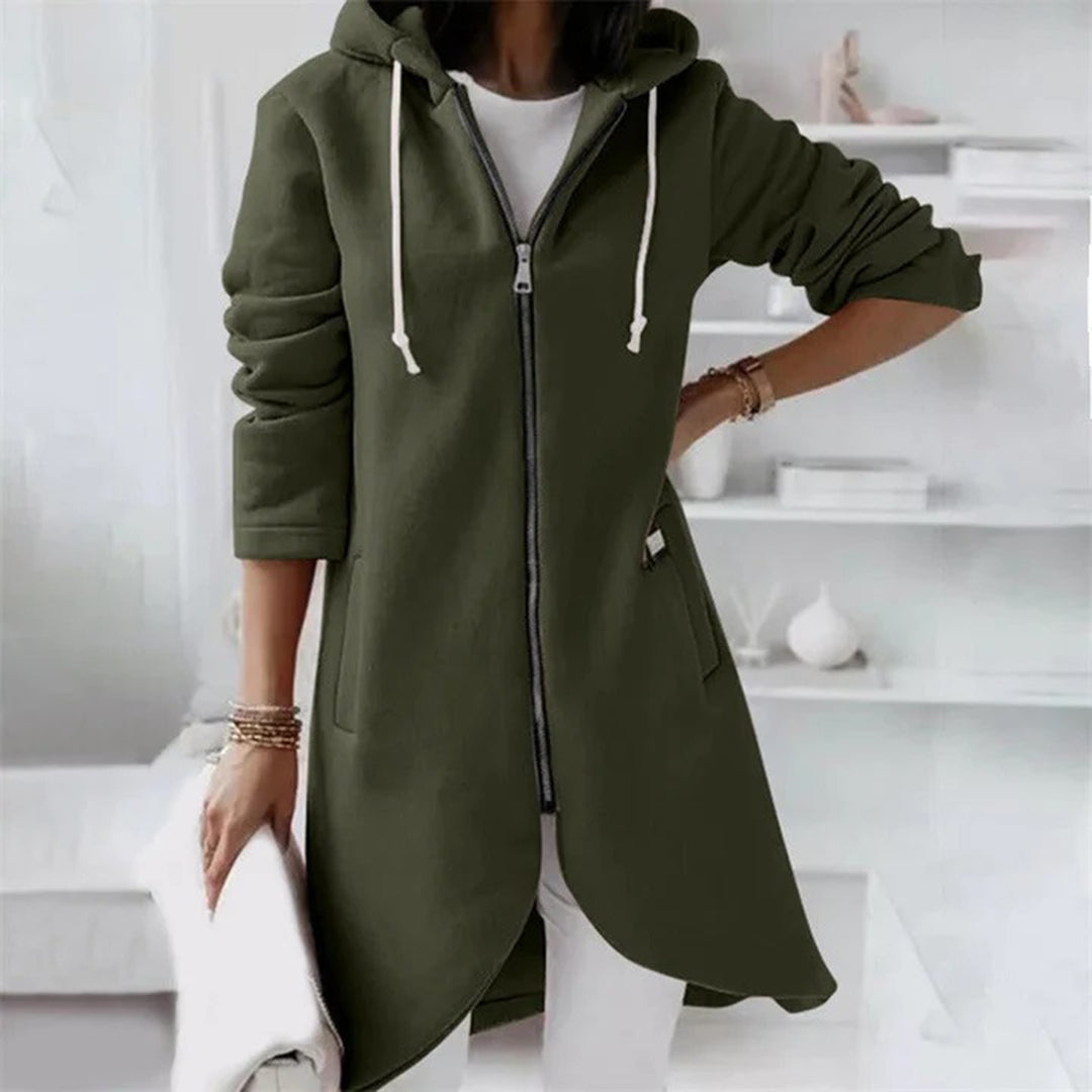 Veste longue à capuche pour femme
