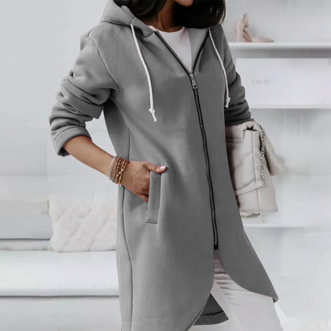 Veste longue à capuche pour femme