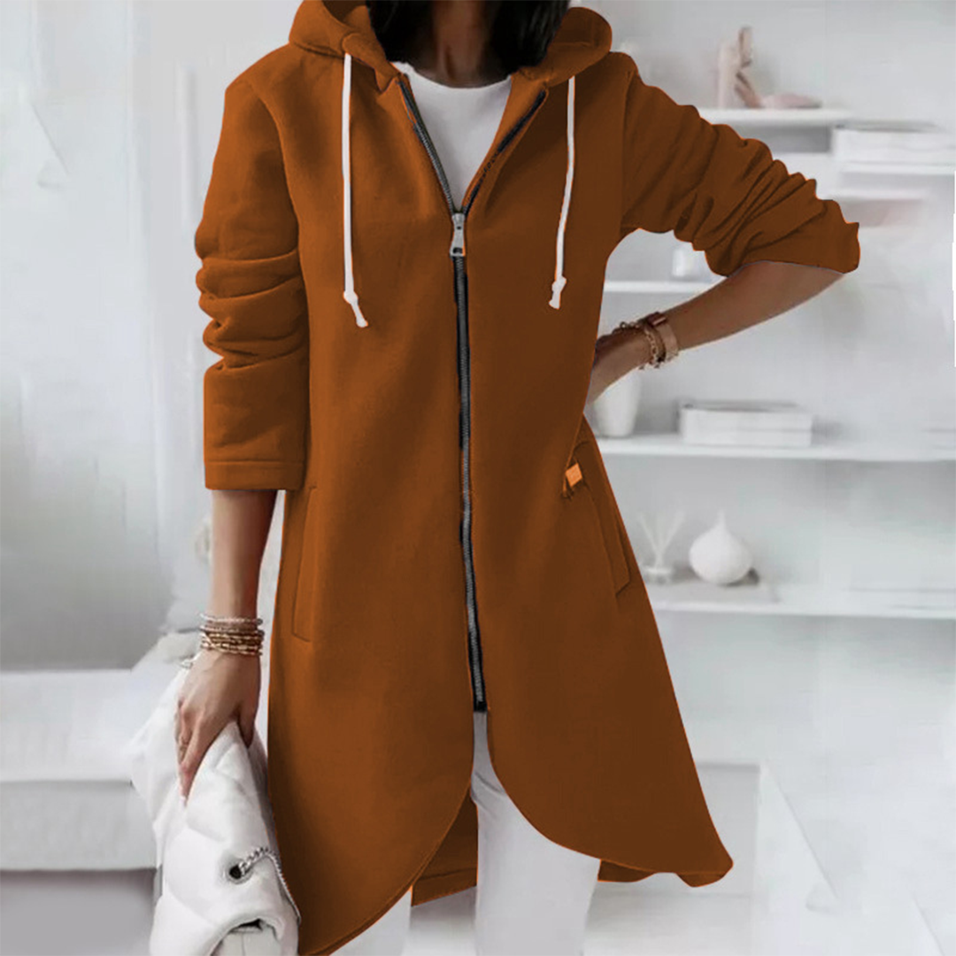 Veste longue à capuche pour femme