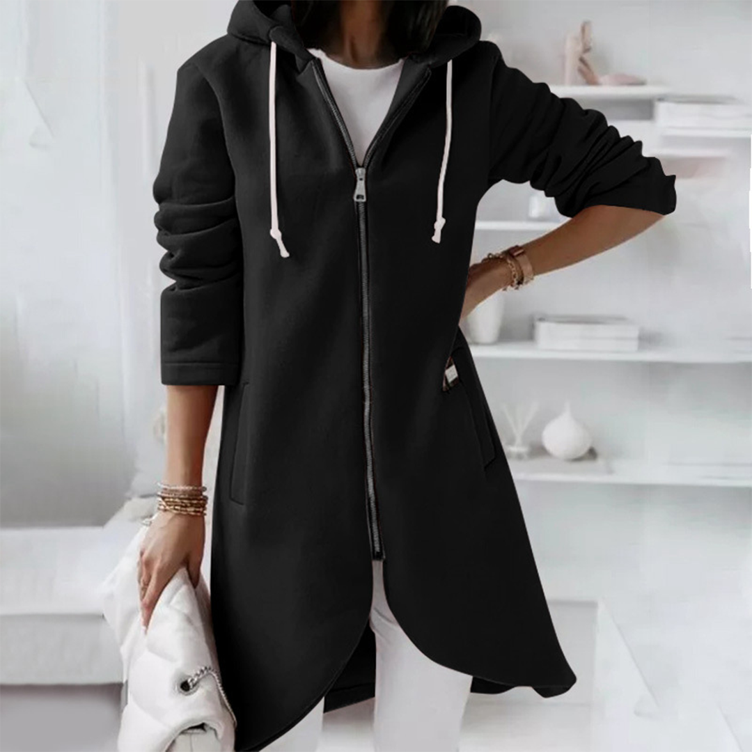 Veste longue à capuche pour femme