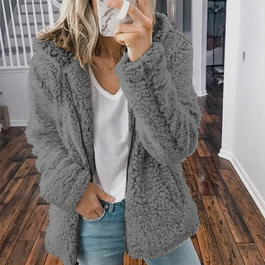 Veste polaire à capuche et fermeture éclair pour femme