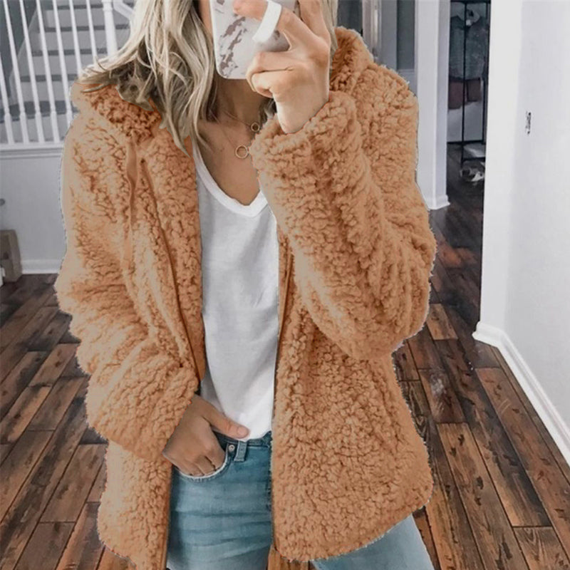 Veste polaire à capuche et fermeture éclair pour femme