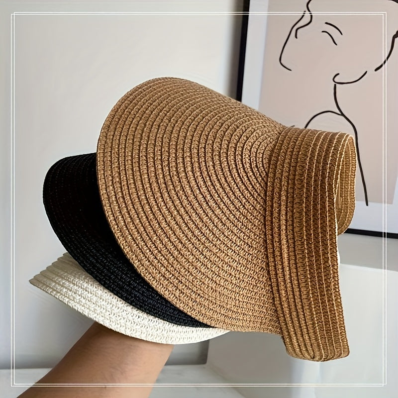 Visière pliable anti-UV à large bord pour femme