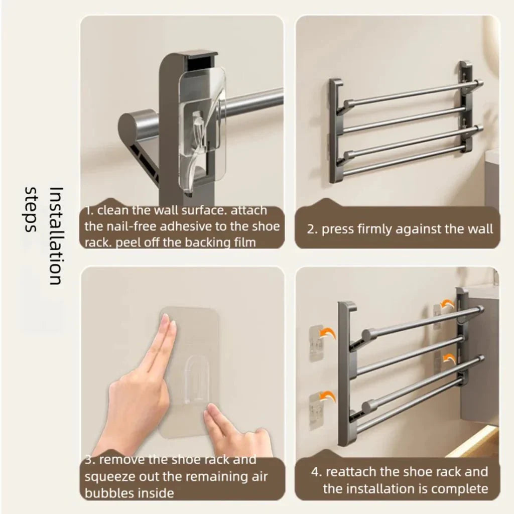 WALL ORGANIZER – Wall-mounted shoe rack with drainage for space-saving storage