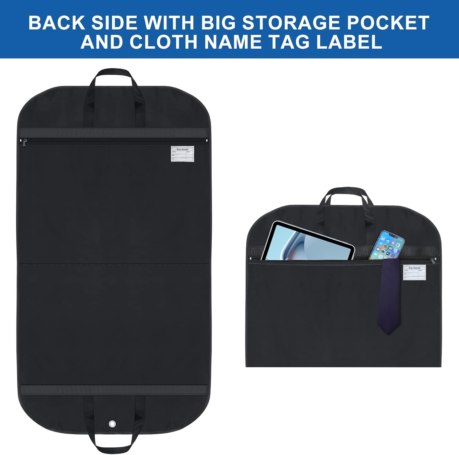 Waterproof Oxford Garment Bag – Suit Cover with Gusset & Pockets (2-Pack)