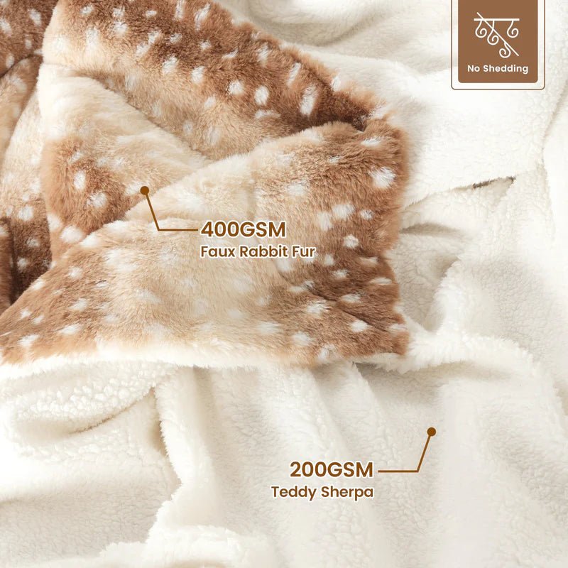 WILDCOZY – Cozy Wild Fur Blanket with Deer Motif – Reversible Plush Comfort