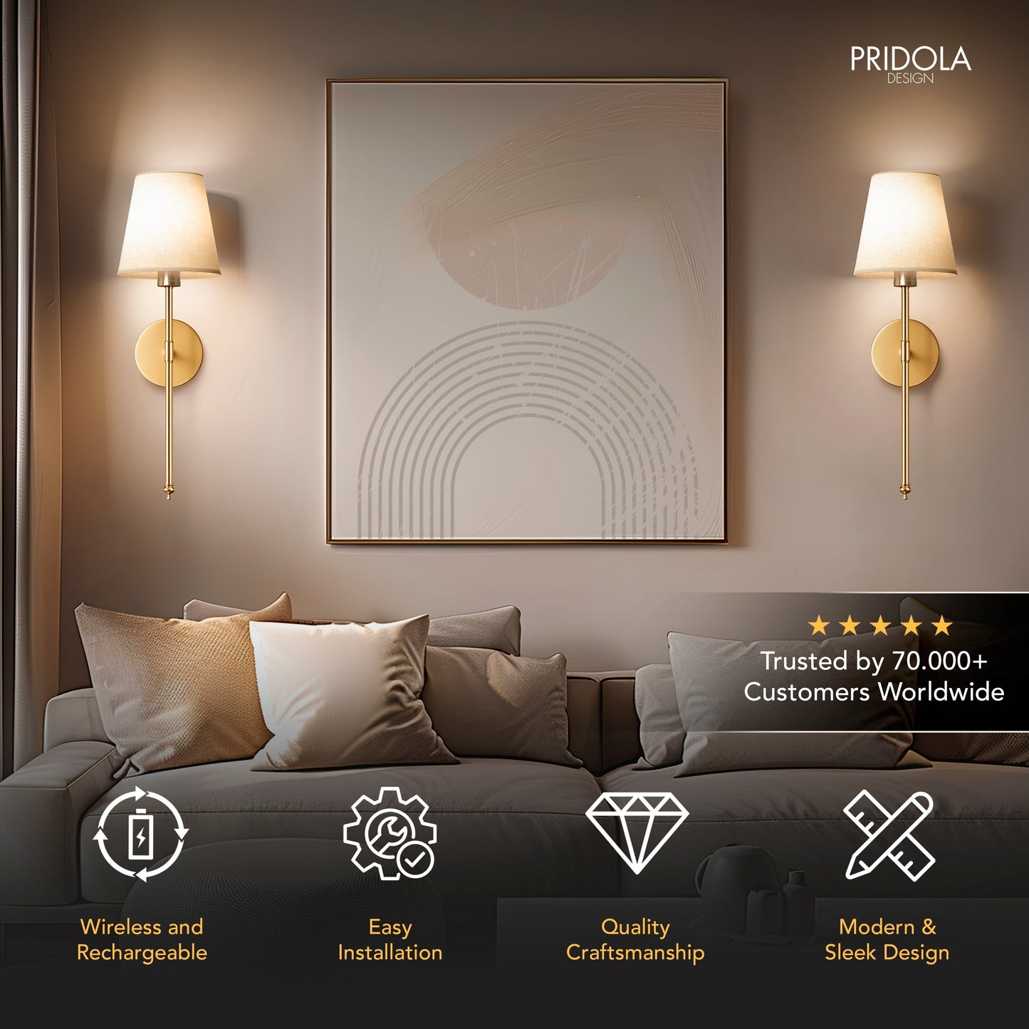 Wireless Wall Lights (Set of 2)