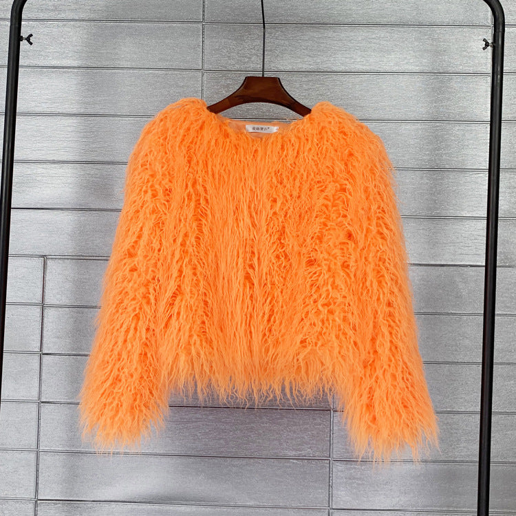 Women's Faux Fur Coat with Long Sleeves
