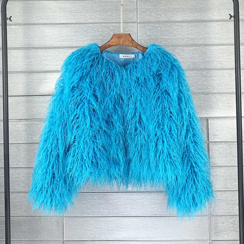 Women's Faux Fur Coat with Long Sleeves